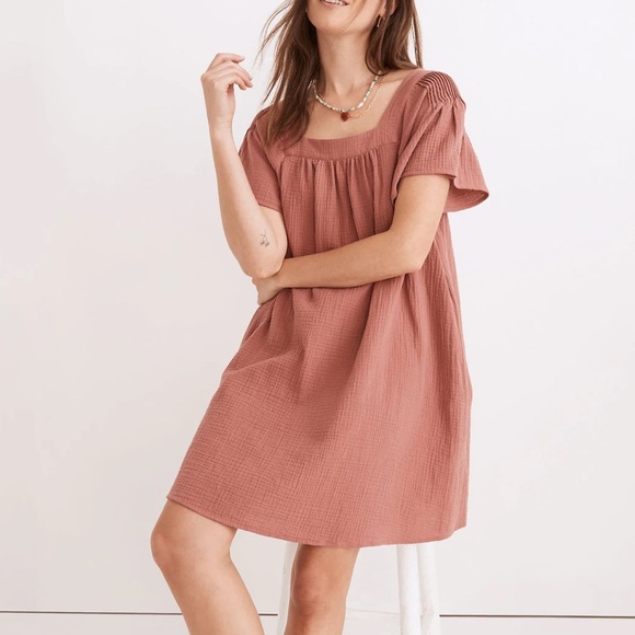 Madewell Lightspun Butterfly Square-Neck Mini Dress Romantic Boho gauze - Picture 1 of 6